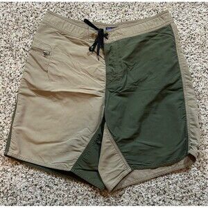 Patagonia Minimalist Board Shorts Men’s 32  Green Khaki Nylon Surf Swim